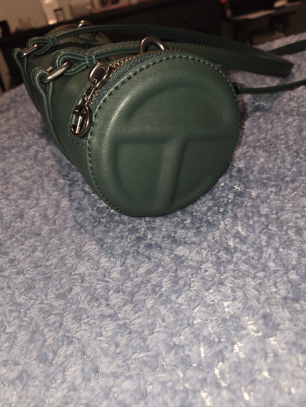 Telfar Dark Green Leather Cylinder Crossbody Bag